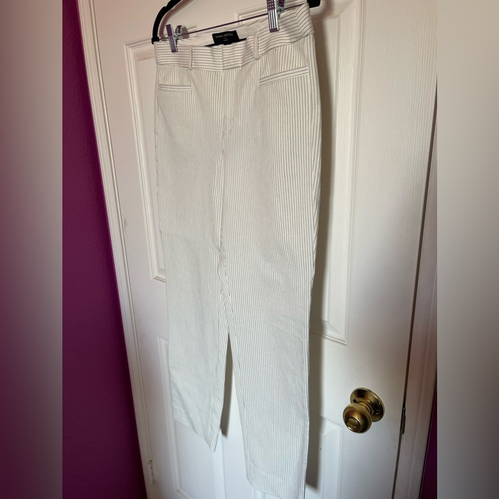 Banana Republic Sloan cream pinstripe pants